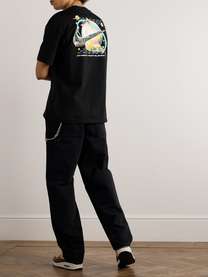 تي شيرت قطن جيرسي مطبوع بشعار ومطرز